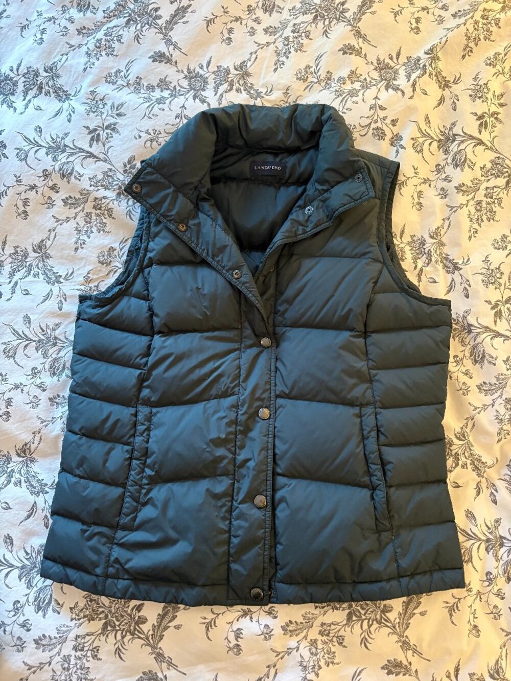 Blue Lands' End down women's puffer vest